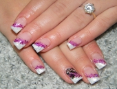 Modele unghii pink glitter