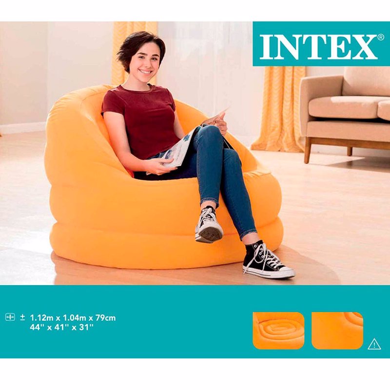 Надувное кресло Intex 68577 (112 x 104 x 79 см) Lumi Chair (Оранжевый)