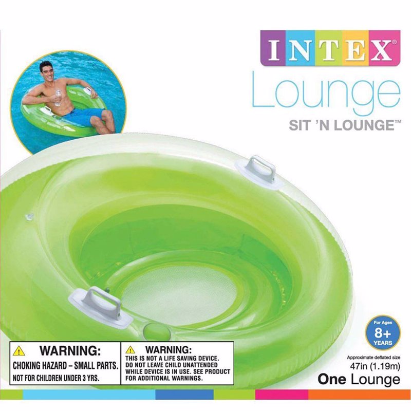 Пляжное надувное кресло Intex 58883 Салатовый Sit ’n Lounge (119 см)