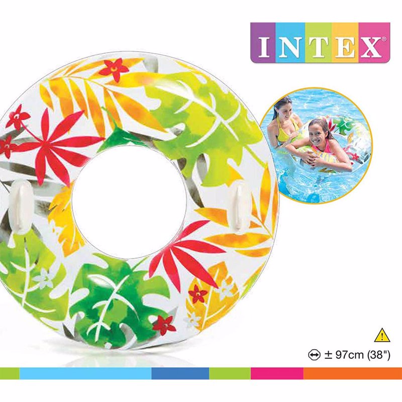 Надувной круг Intex 58263 с ручками (Белый) Transparent Tubes (97 см)