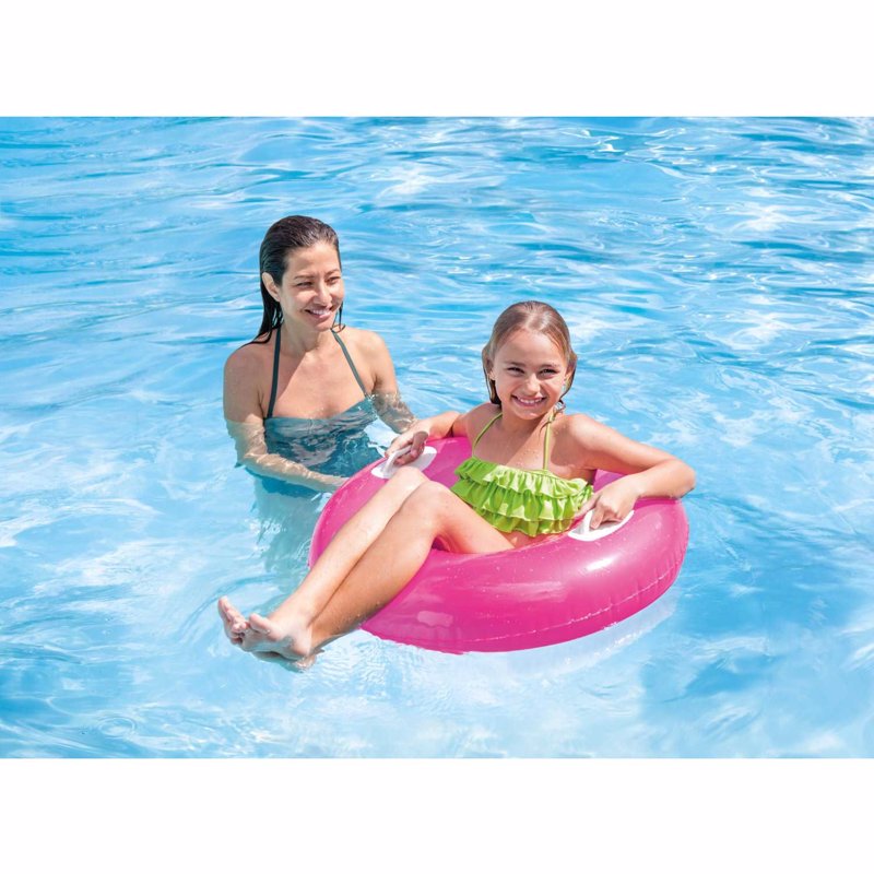 Надувной круг Intex 59258 с ручками (Розовый) Hi-Gloss Tubes (76 см)