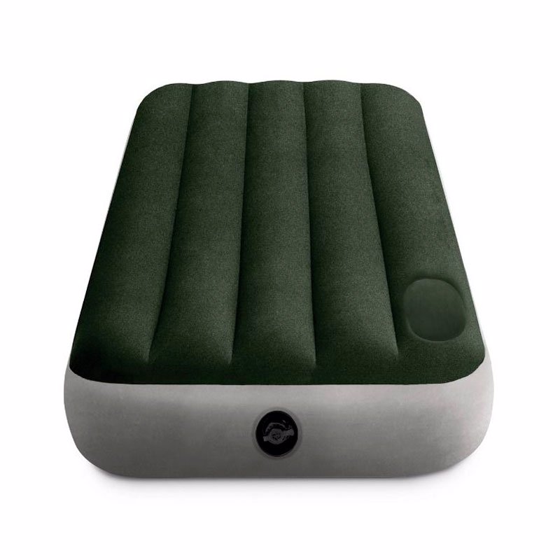 Односпальный надувной матрас Intex 64760 (76 x 191 x 25 см) Downy Airbed + Встроенный ножной насос
