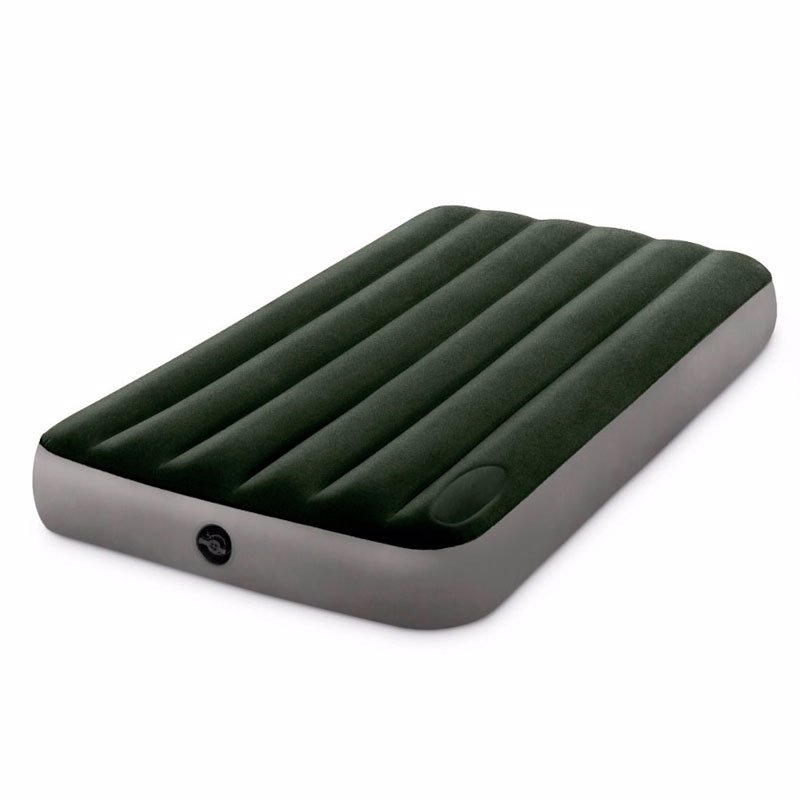 Односпальный надувной матрас Intex 64761 (99 x 191 x 25 см) Downy Airbed + Встроенный ножной насос