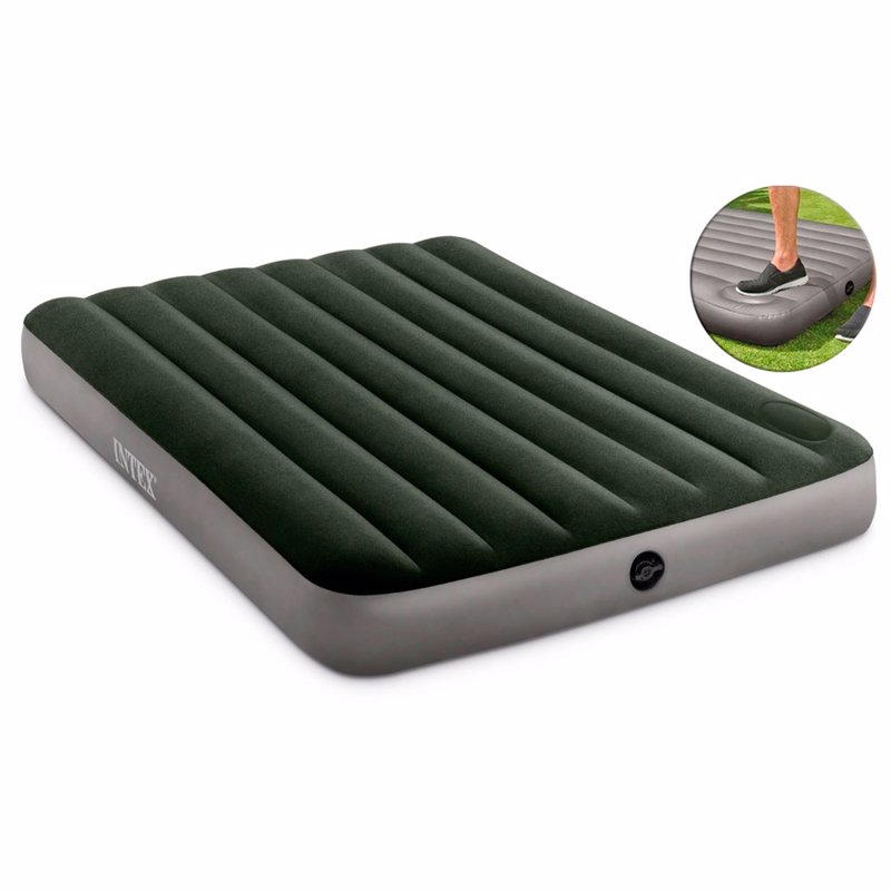 Полутороспальный надувной матрас Intex 64762 (137 x 191 x 25 см) Downy Airbed + Встроенный ножной насос