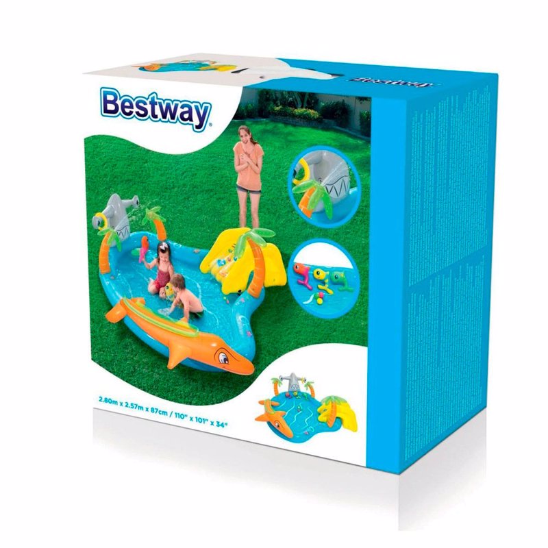 Водный надувной игровой центр-бассейн Bestway 53067 (280 x 257 x 87 см) Морские жители
