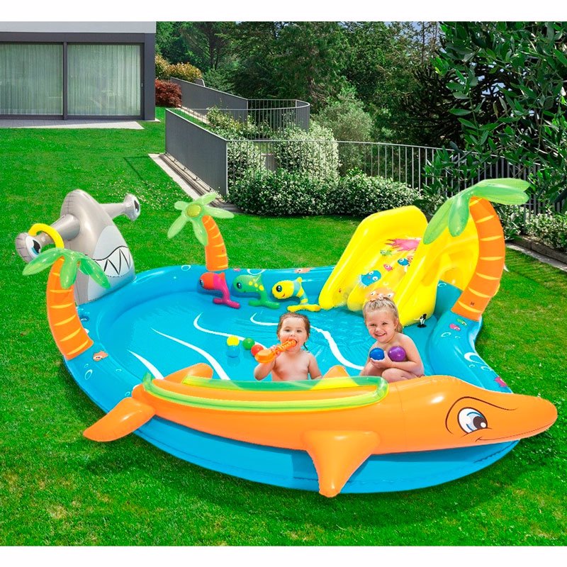 Водный надувной игровой центр-бассейн Bestway 53067 (280 x 257 x 87 см) Морские жители