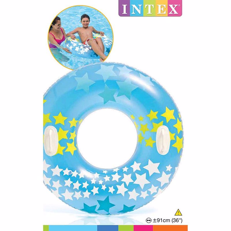 Надувной круг Intex 59256 (91 см) Звезды (Голубой)