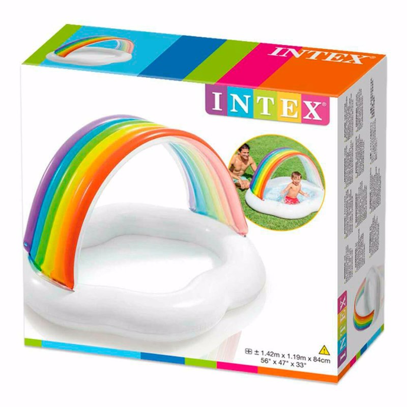 Детский надувной бассейн Intex 57141 (142-119-84 см) Радужное облако