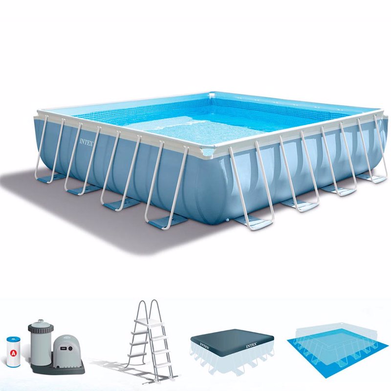 Квадратный каркасный бассейн Intex 26764 (427-427-107 см) Prism Frame Pool
