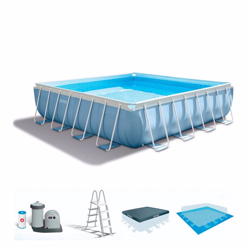 Квадратный каркасный бассейн Intex 26766 (488-488-122 см) Prism Frame Pool