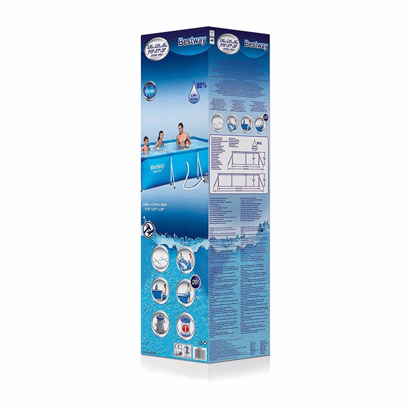 Прямоугольный каркасный бассейн Bestway 56411 (300 х 201 х 66 см) Steel Pro