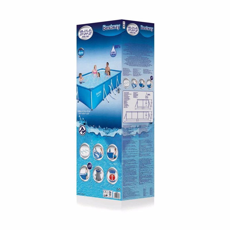 Прямоугольный каркасный бассейн Bestway 56424 (400 х 211 х 81 см) Steel Pro