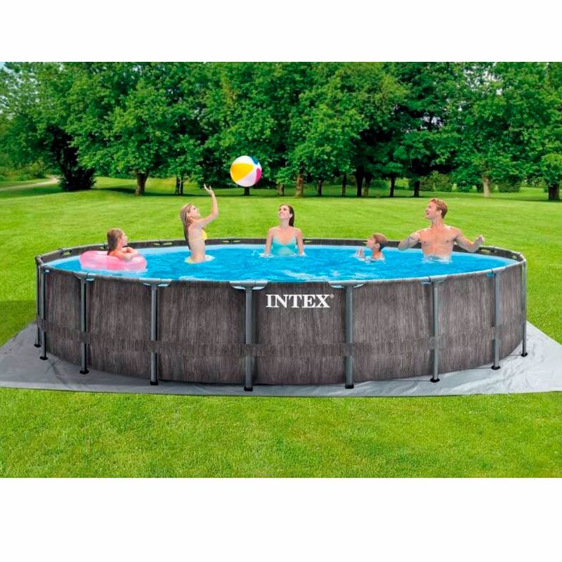 Круглый каркасный бассейн Intex 26744 (549-122 см) GreyWood Prism Frame Pool