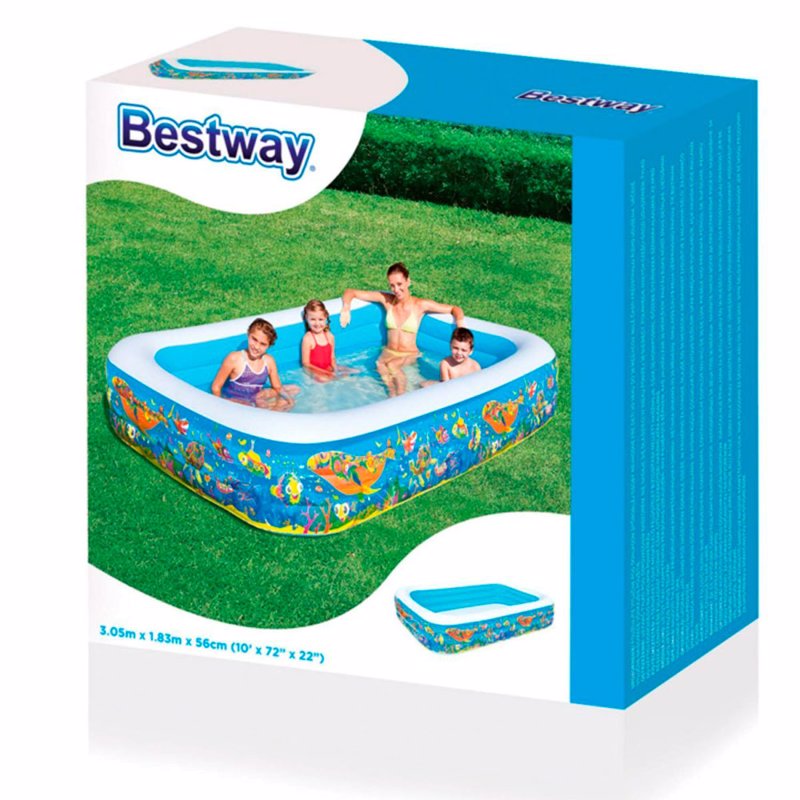 Семейный надувной бассейн Bestway 54121 (305-183-56 см) Подводный мир
