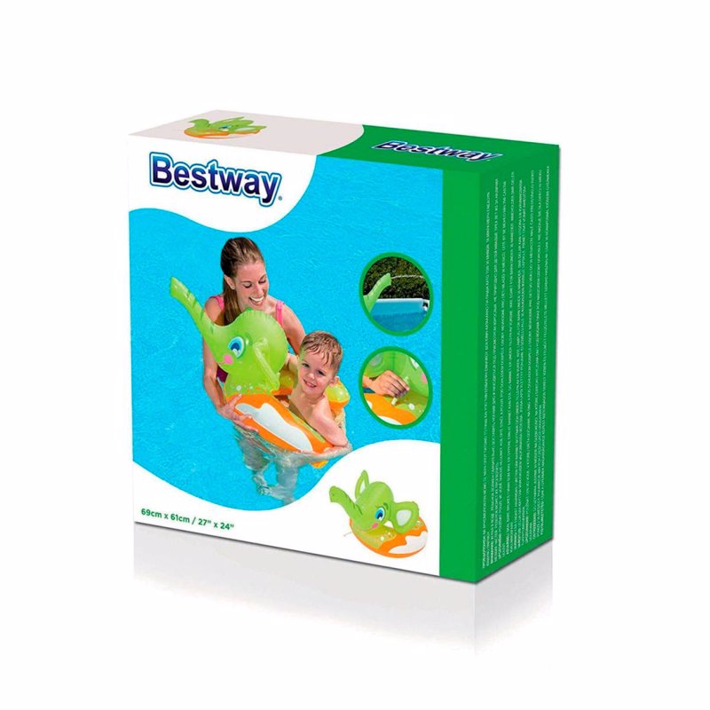 Детский надувной круг для плавания Bestway 36116 (69-61 см) Слоник (Салатовый)