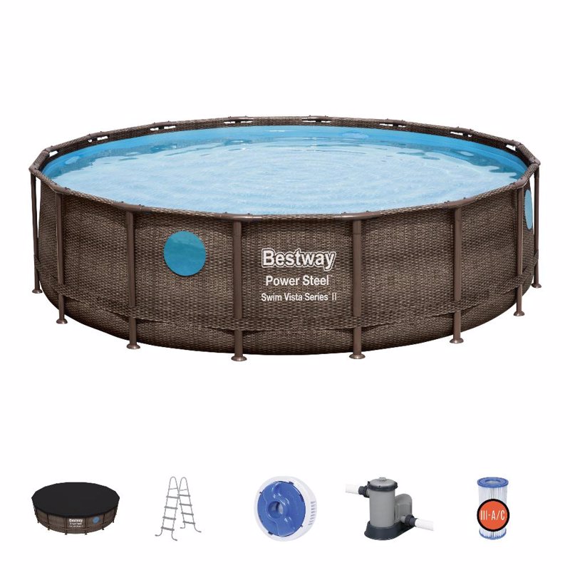 Круглый каркасный бассейн Bestway 56725 (488 x 122 см) Power Steel™ Swim Vista Series™