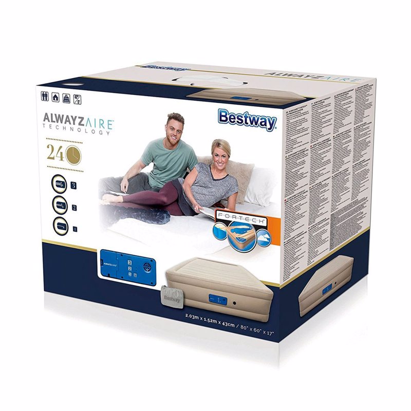 Двуспальная надувная кровать Bestway 69037 (203-152-51 см) Alwayzaire™ Fortech™