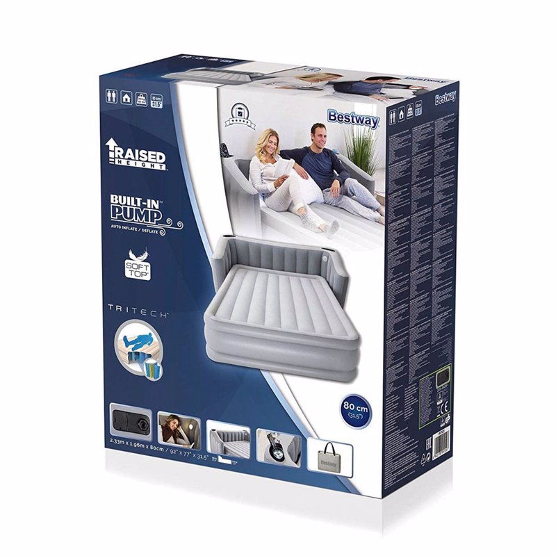 Двуспальная надувная кровать Bestway 67620 (233-196-80 см) Tritech + Встроенный электронасос 220В