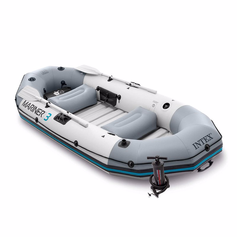 Трехместная надувная лодка Intex 68373 (297 x 127 x 46 см) Mariner 3 (В комплекте алюминиевые весла и ручной насос)