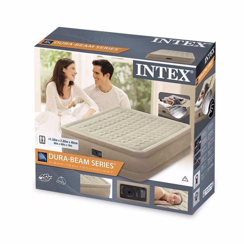 Двуспальная надувная кровать Intex 64458 (152 х 203 x 46 см) Ultra Plush + Встроенный электронасос 220В