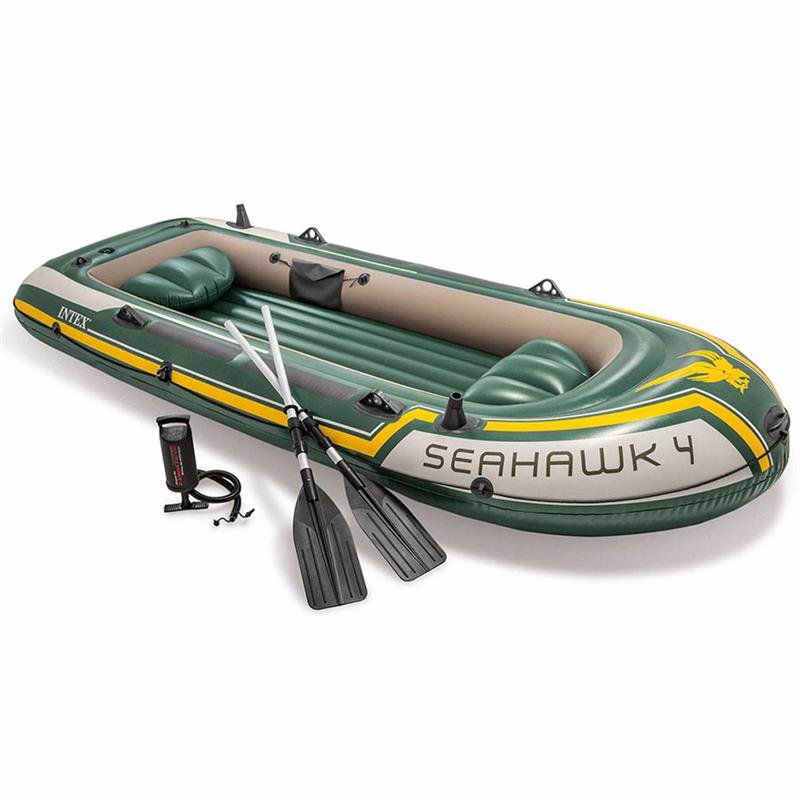 Четырехместная надувная лодка Intex 68351 (351х145х48 см) Seahawk 4 Set + Алюминиевые весла и ручной насос