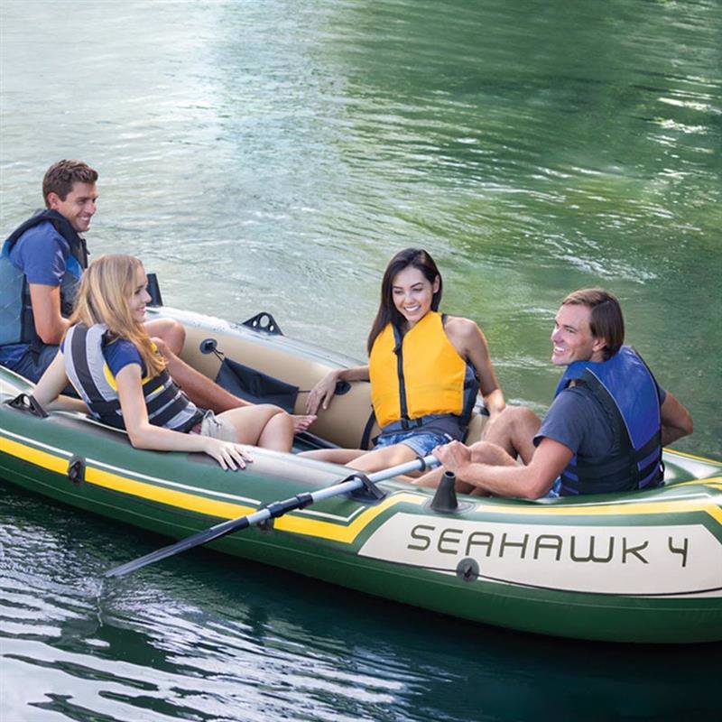 Четырехместная надувная лодка Intex 68351 (351х145х48 см) Seahawk 4 Set + Алюминиевые весла и ручной насос
