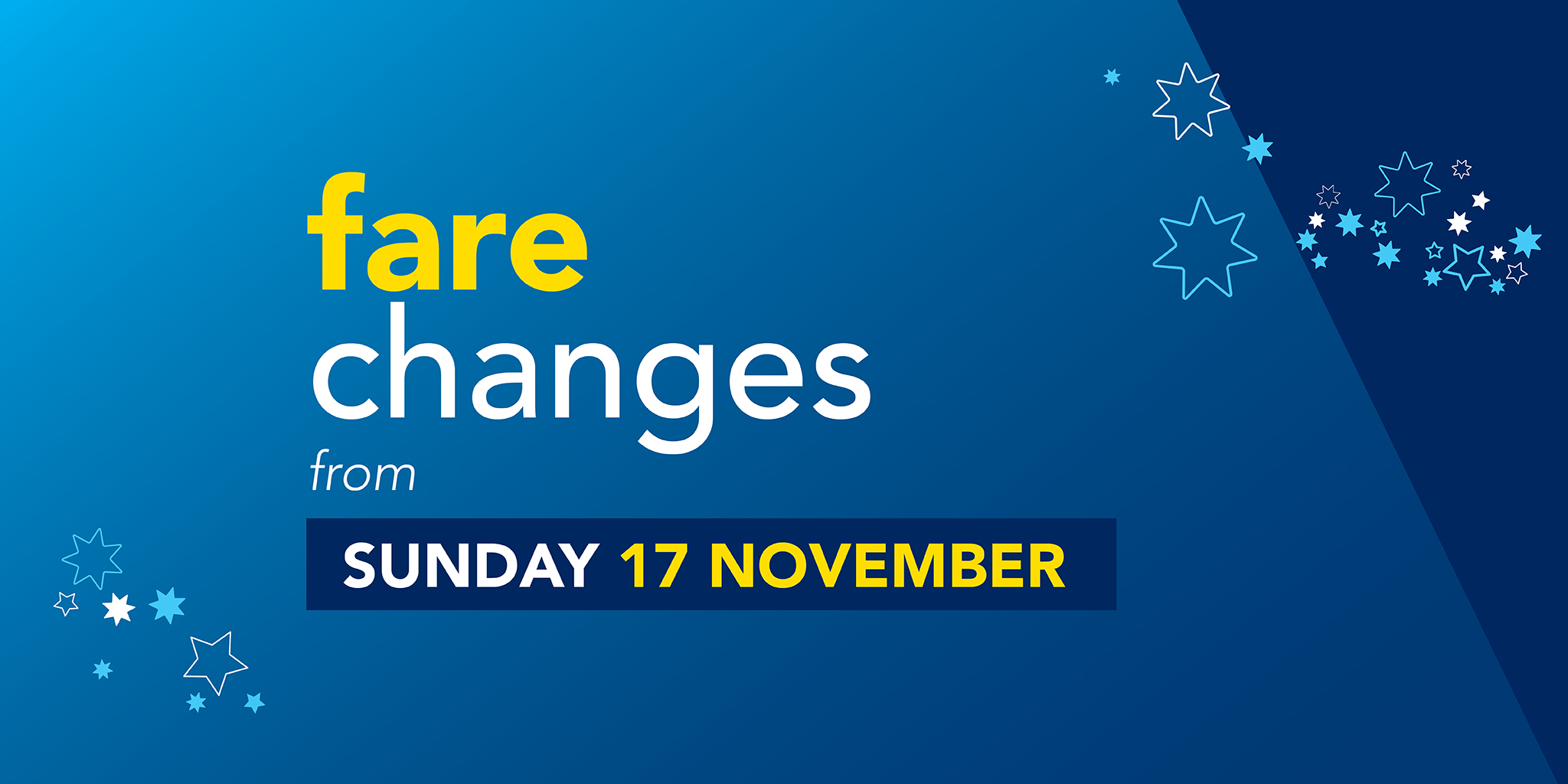 Fare changes from Sunday 17th November