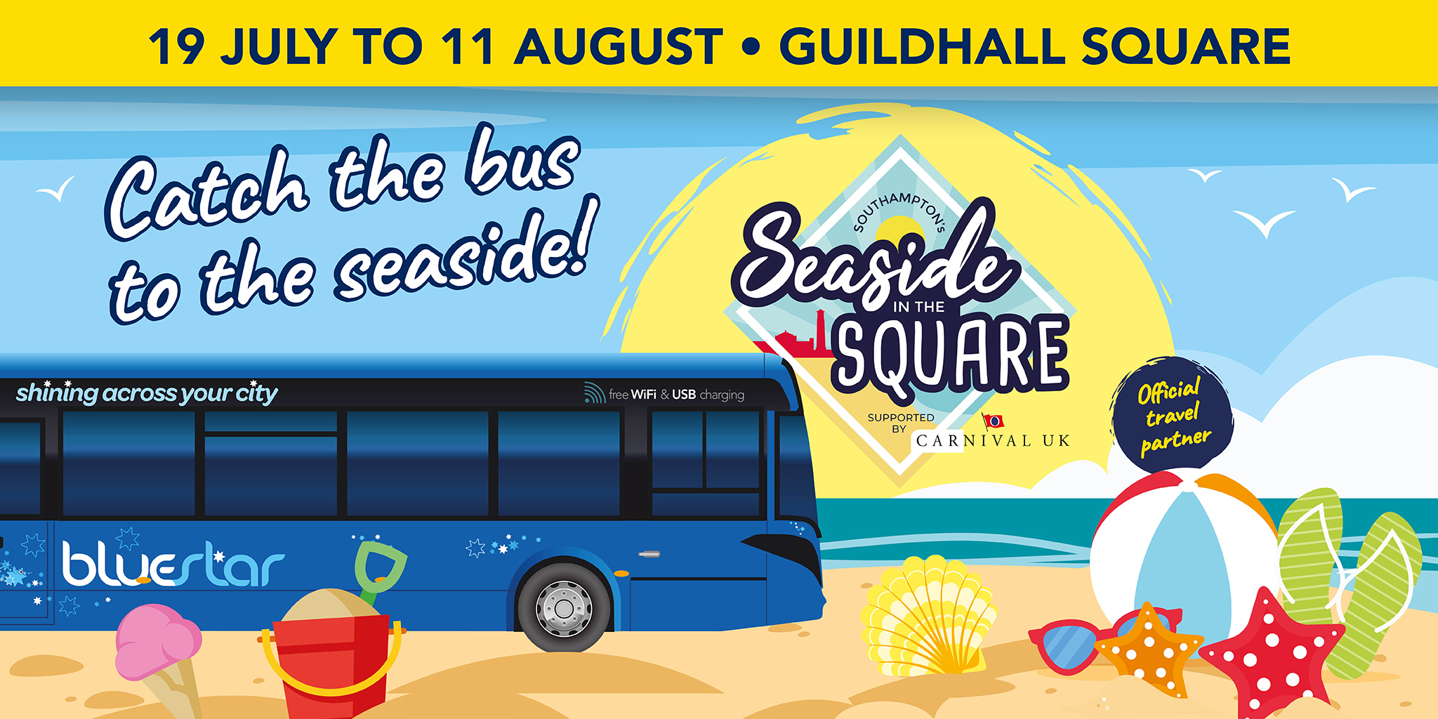 cartoonised scene of seaside in the square