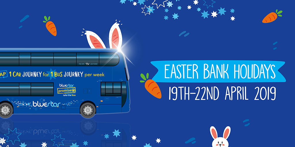 A bus wears bunny ears