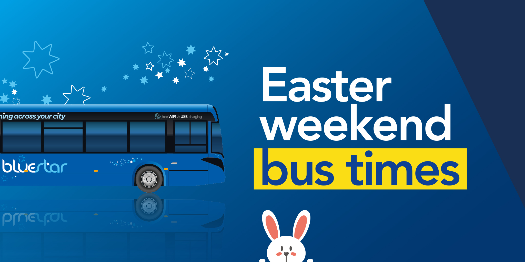 Image reading 'Easter weekend bus times'