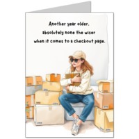 Another Year Older, Still Clueless at Checkout | Funny Birthday Card Card