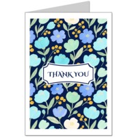 Navy Blue Floral Thank You Card | Elegant Botanical Greeting Card | Appreciation Card Card