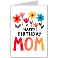 Happy Birthday Mom Card | Colorful Floral Birthday Card for Mother | Cute Watercolor Flower Birthday Greeting Card | Mom Birthday Card Card