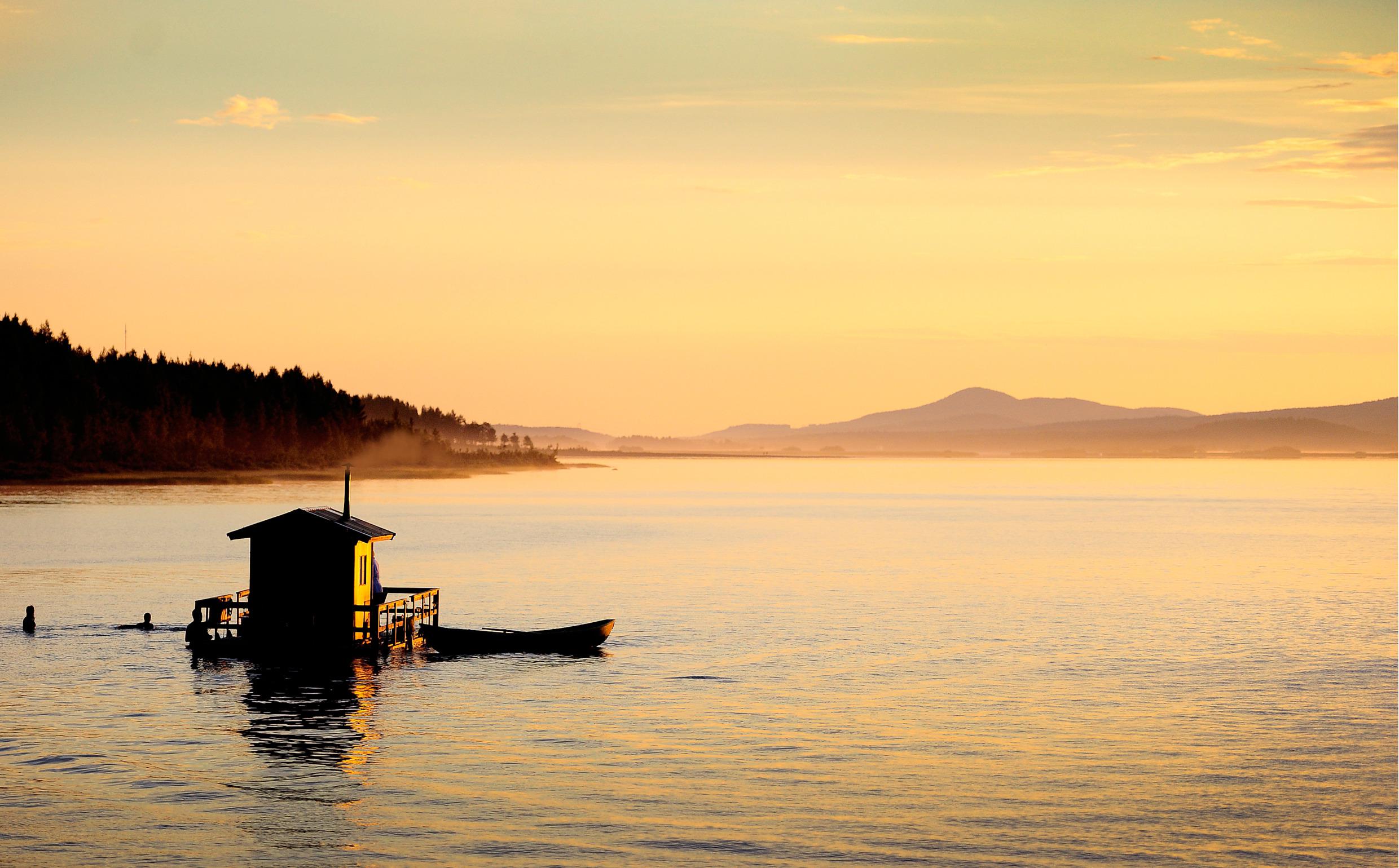 Sauna in lake