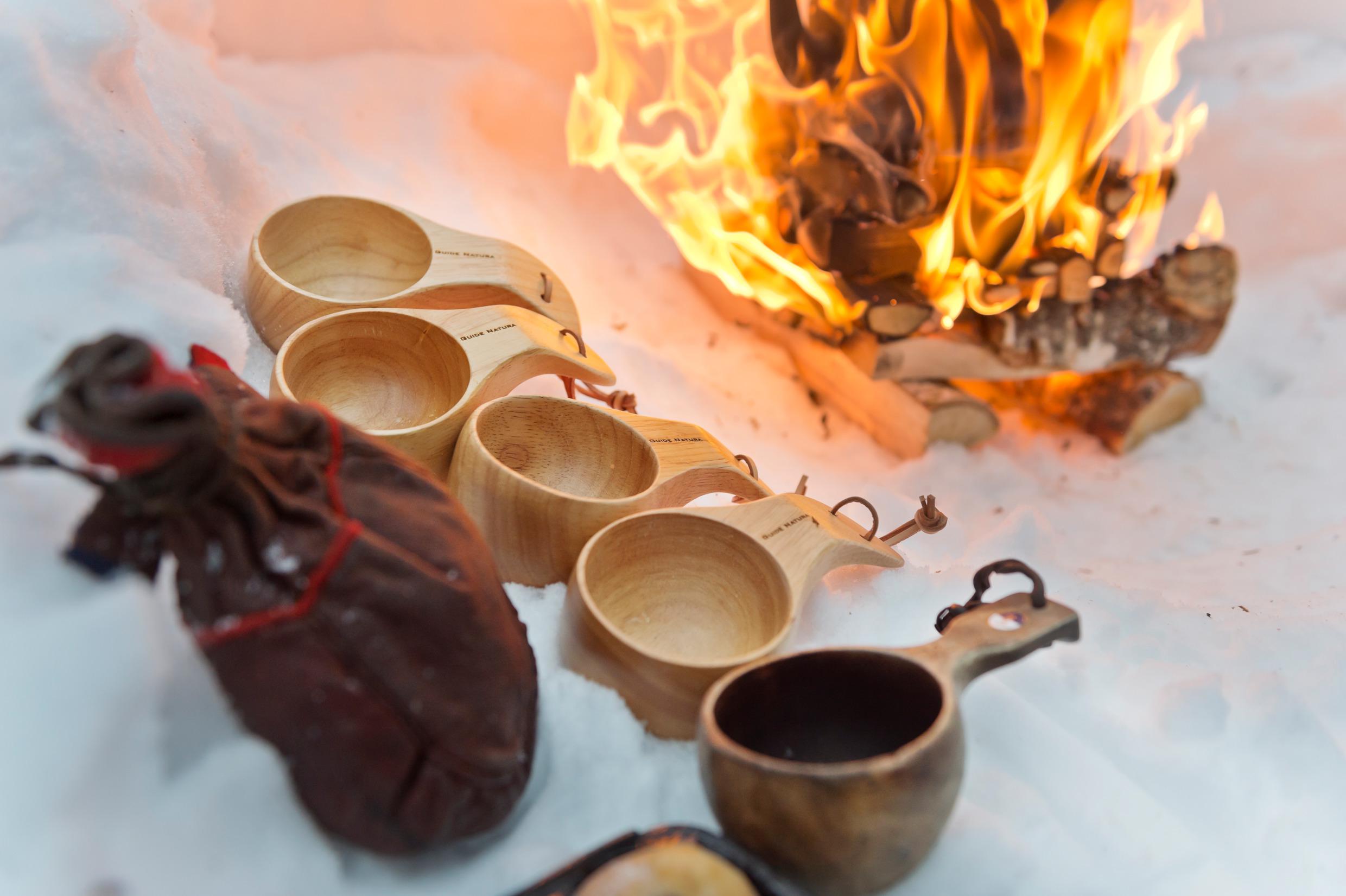 Winter fika by the fire