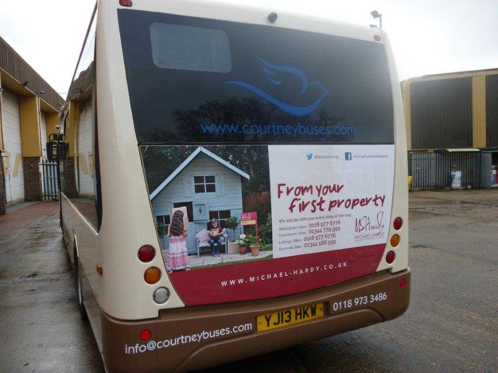 Rear view of a bus from Courtney's fleet