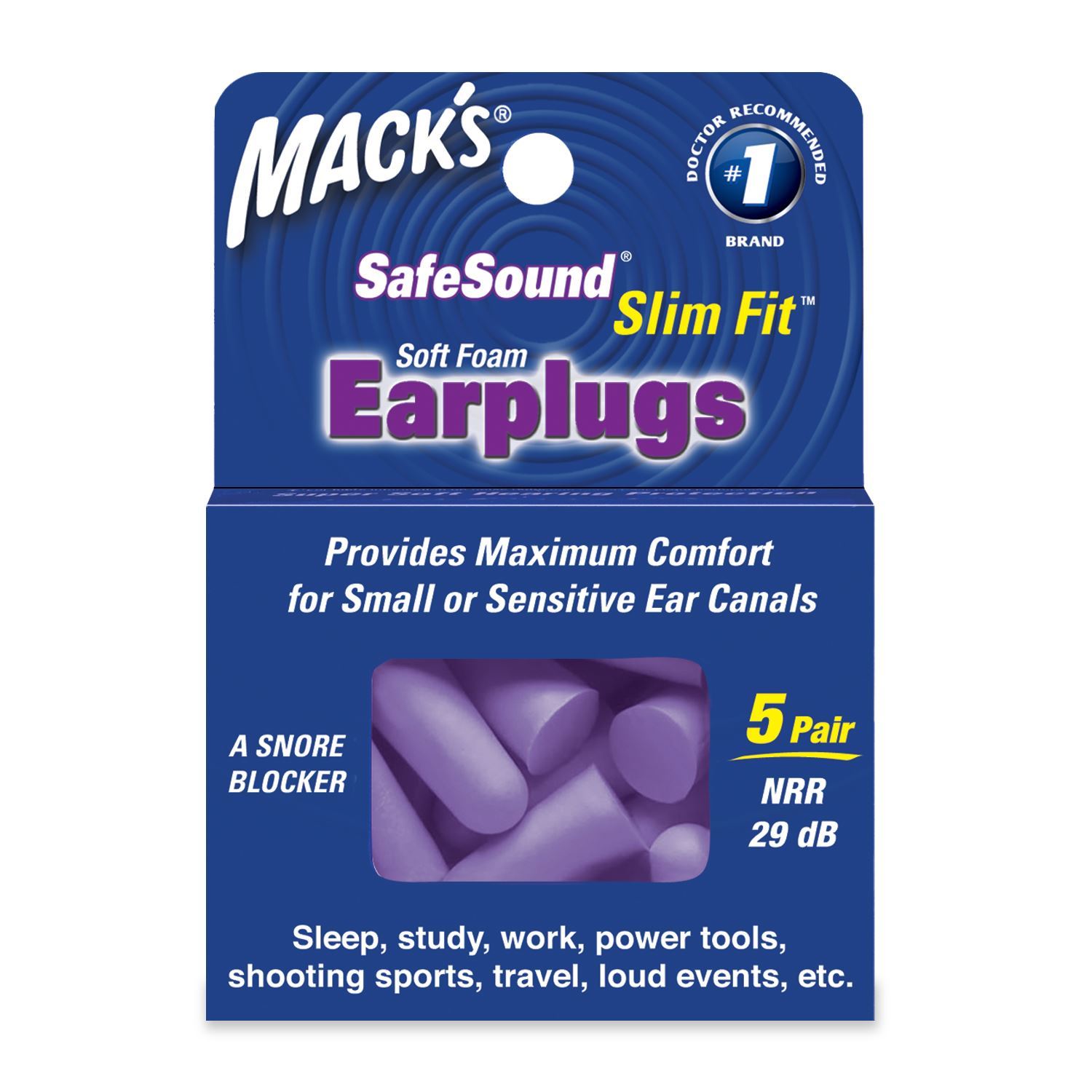 Macks Slim Fit Ear plugs Soft Foam Comfort Earplugs Noise Blocker Sleep