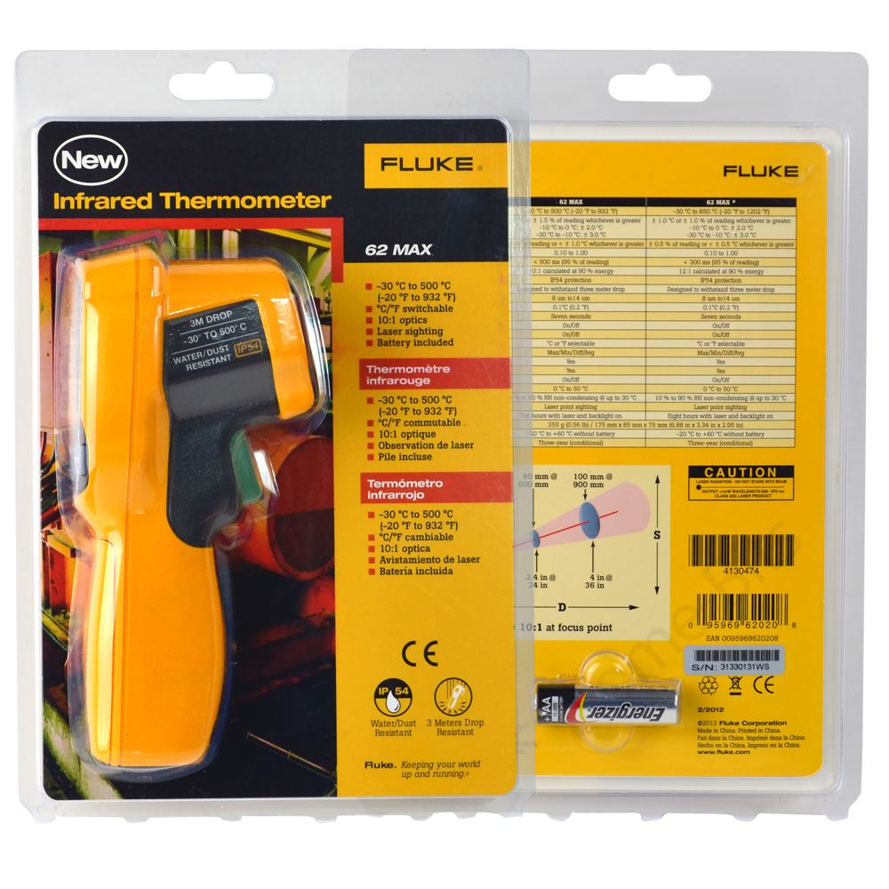Fluke 62 MAX IR Infrared Thermometer Thermal Temperature Reader New