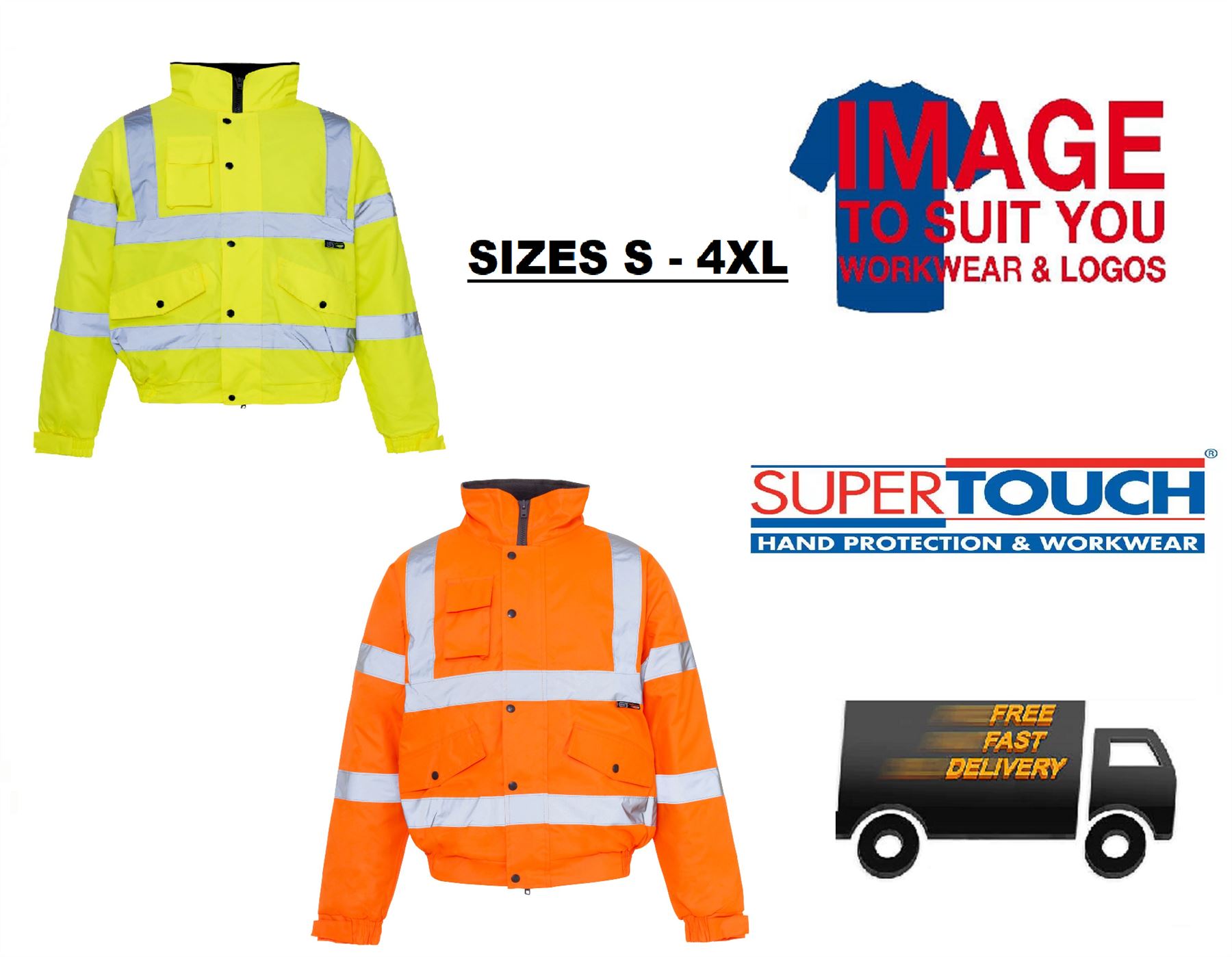 High Visibility Bomber Jacket Orange Yellow ALL SIZES