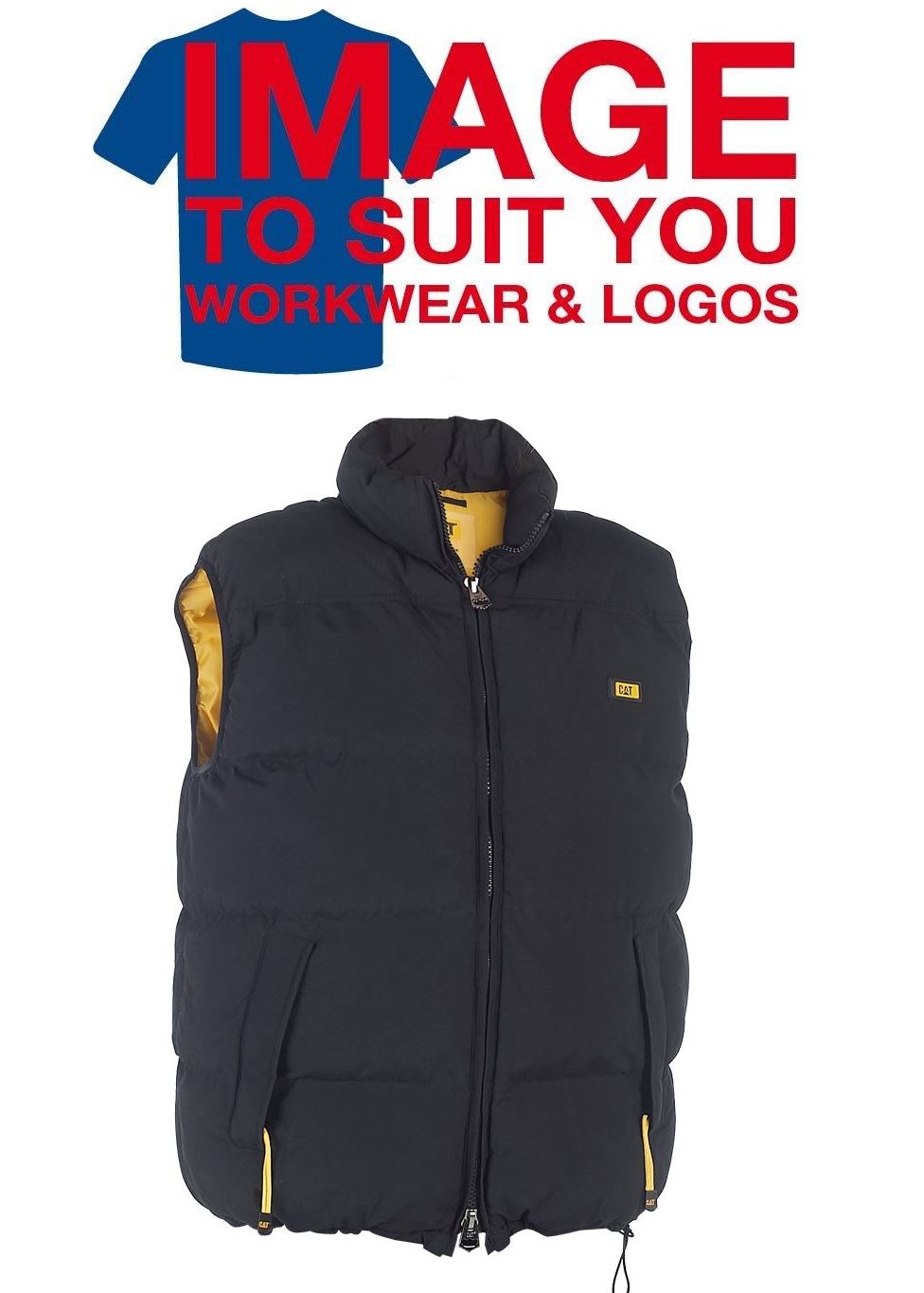 Mens CAT Caterpillar Vest Bodywarmer Water Resistant Insulated Gil C430