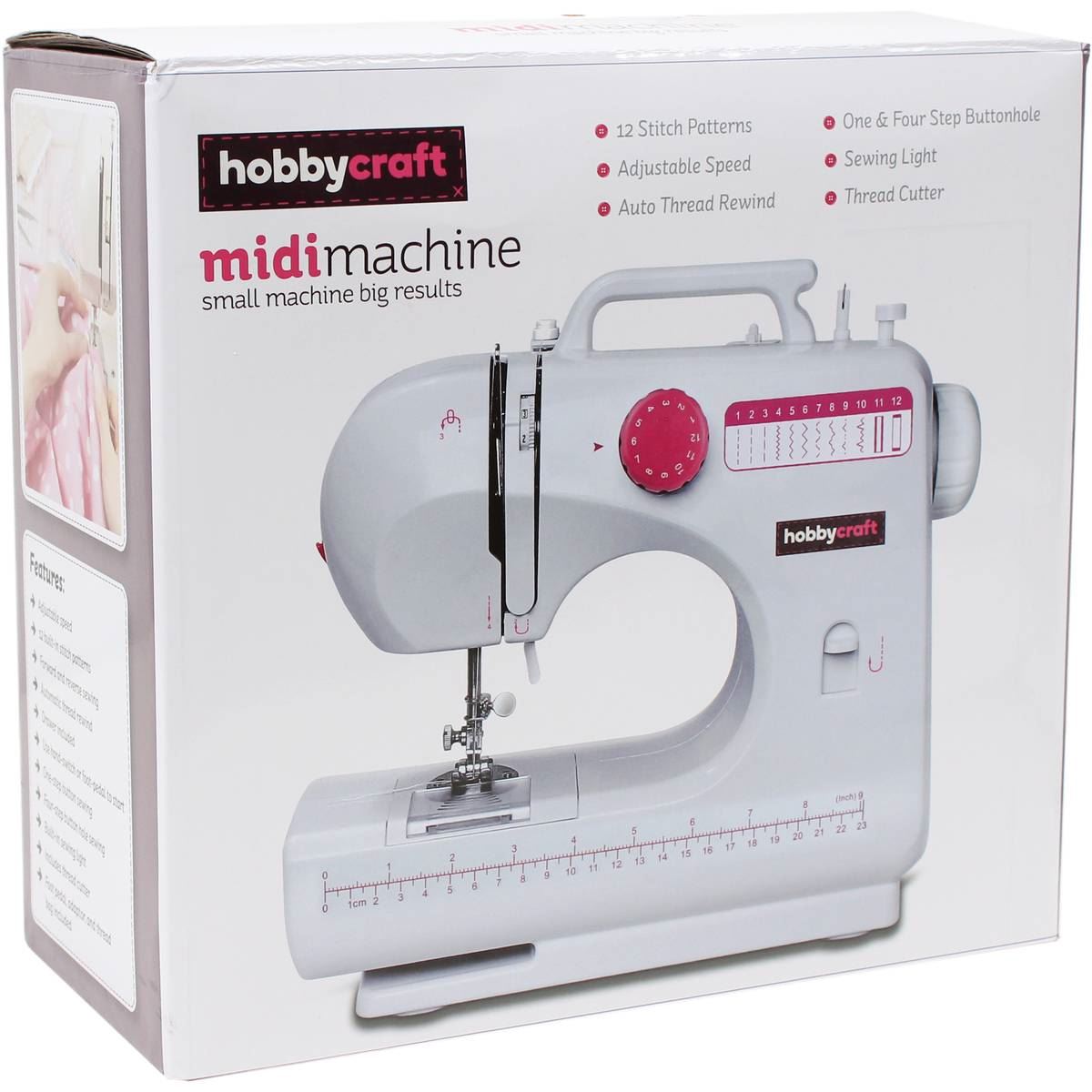 Hobbycraft Midi Sewing Machine LED Light 12 Stitch Adjustable Speed