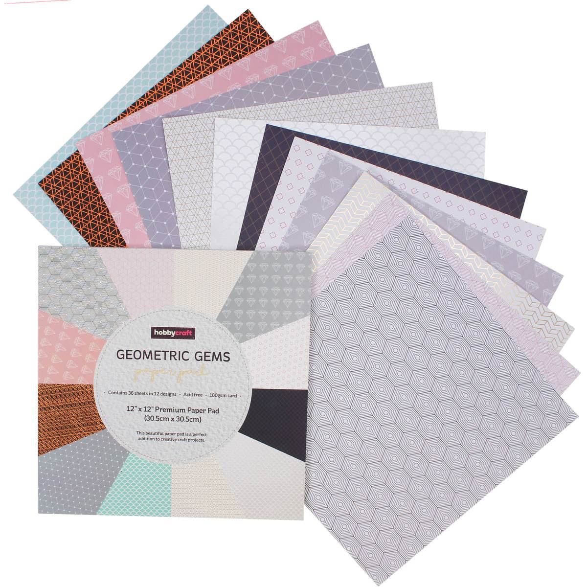 Hobbycraft 12 x 12 Inch Assorted Paper Pad 32 Sheets Scrapbooking