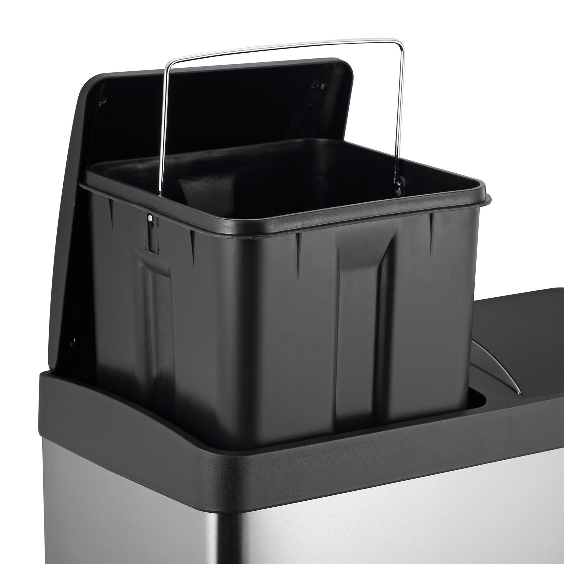 48L Dual Compartment Kitchen Rubbish Bin with Foot Pedal for Waste