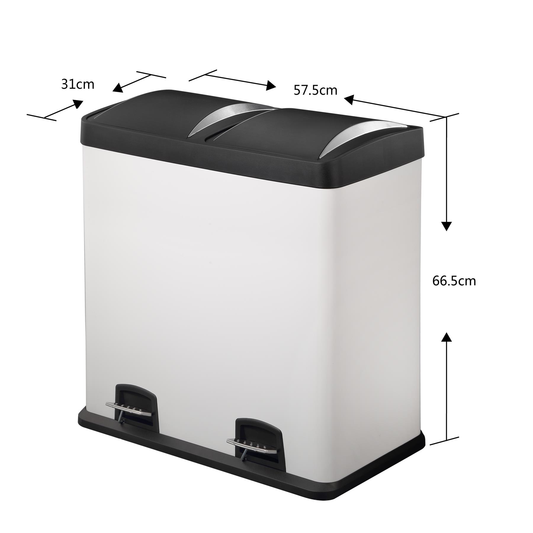 60L Dual Compartment Kitchen Rubbish Bin with Foot Pedal for Waste
