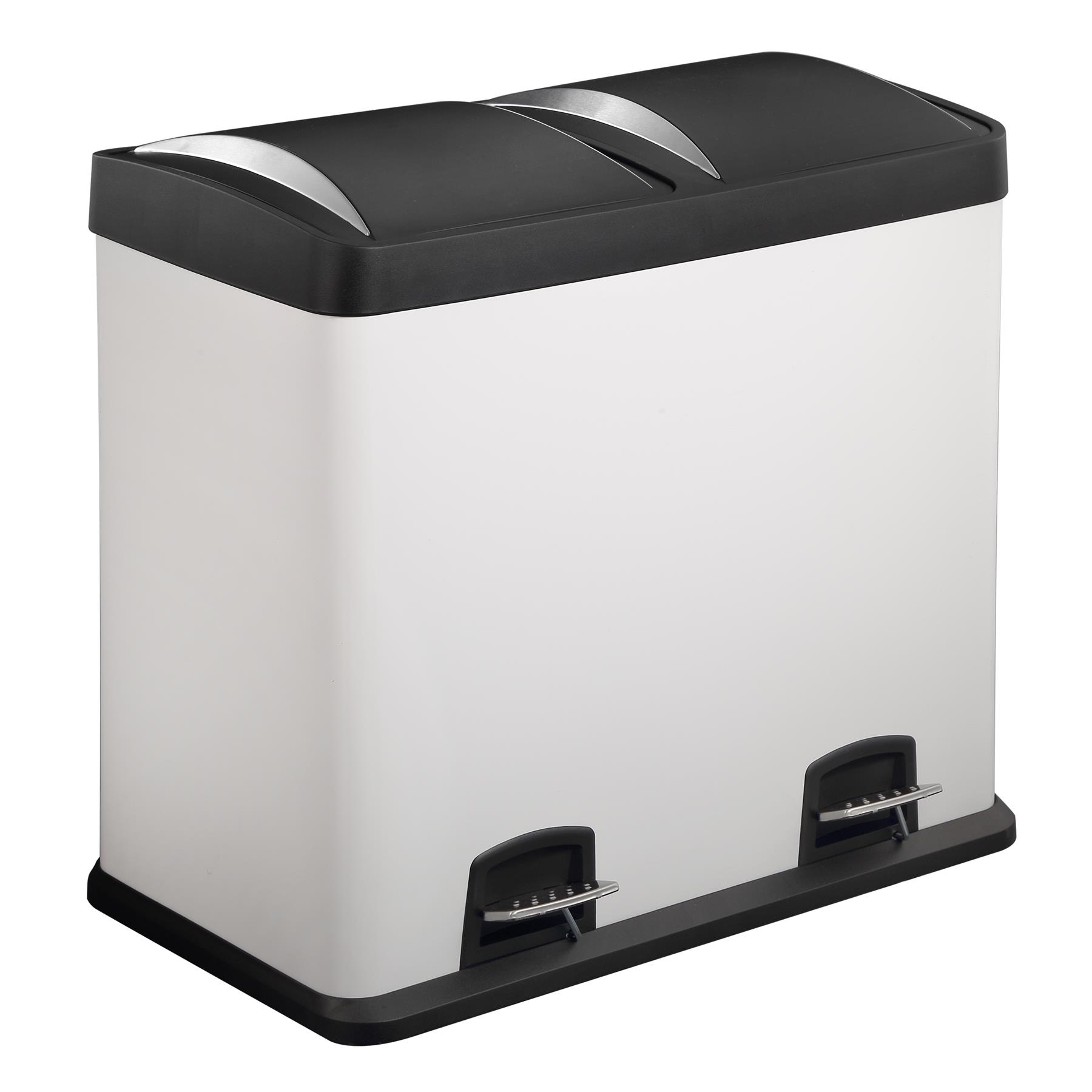 48L Dual Compartment Kitchen Rubbish Bin with Foot Pedal for Waste