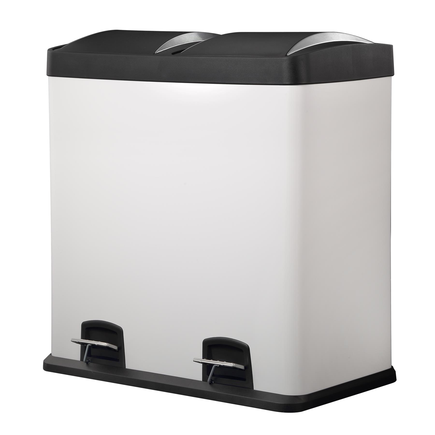 60L Dual Compartment Kitchen Rubbish Bin with Foot Pedal for Waste