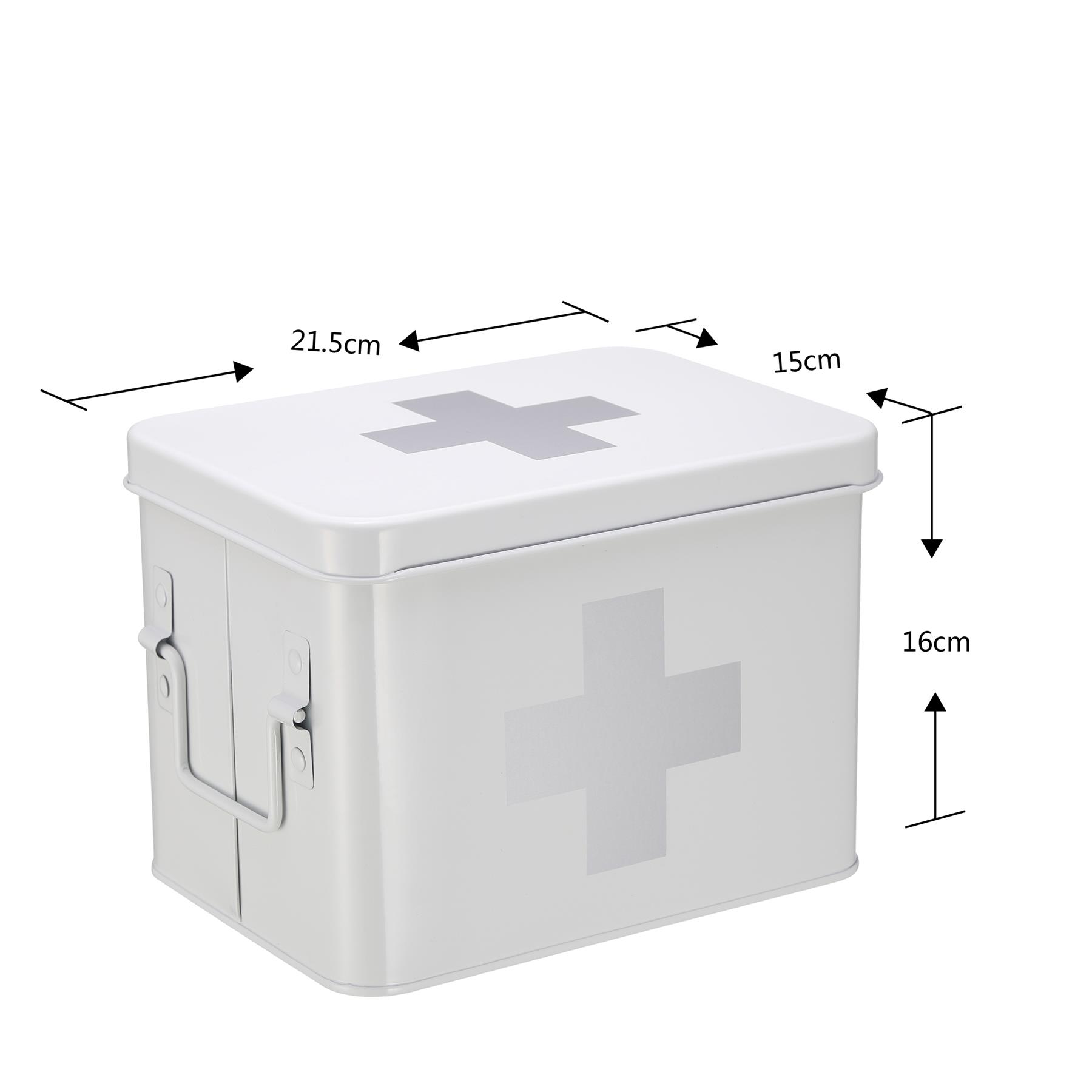First Aid Box Retro White Storage Medical Kit Tin Lid Container