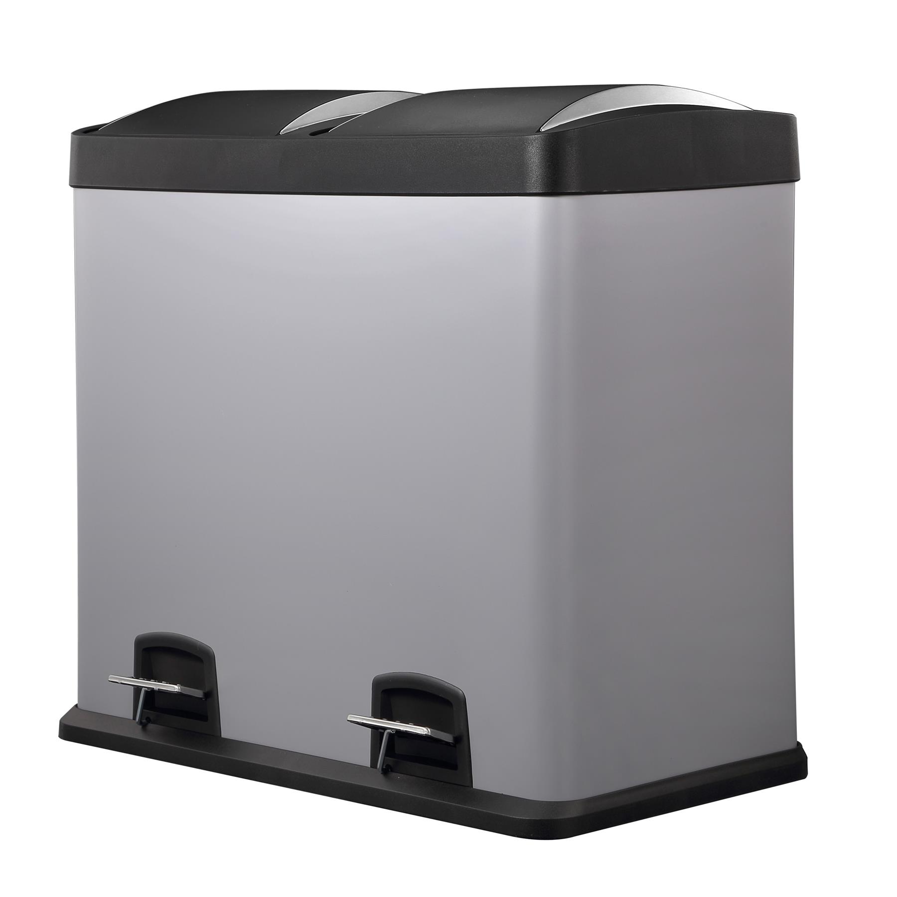 48l Dual Compartment Kitchen Rubbish Bin With Foot Pedal For Waste Recycling Ebay