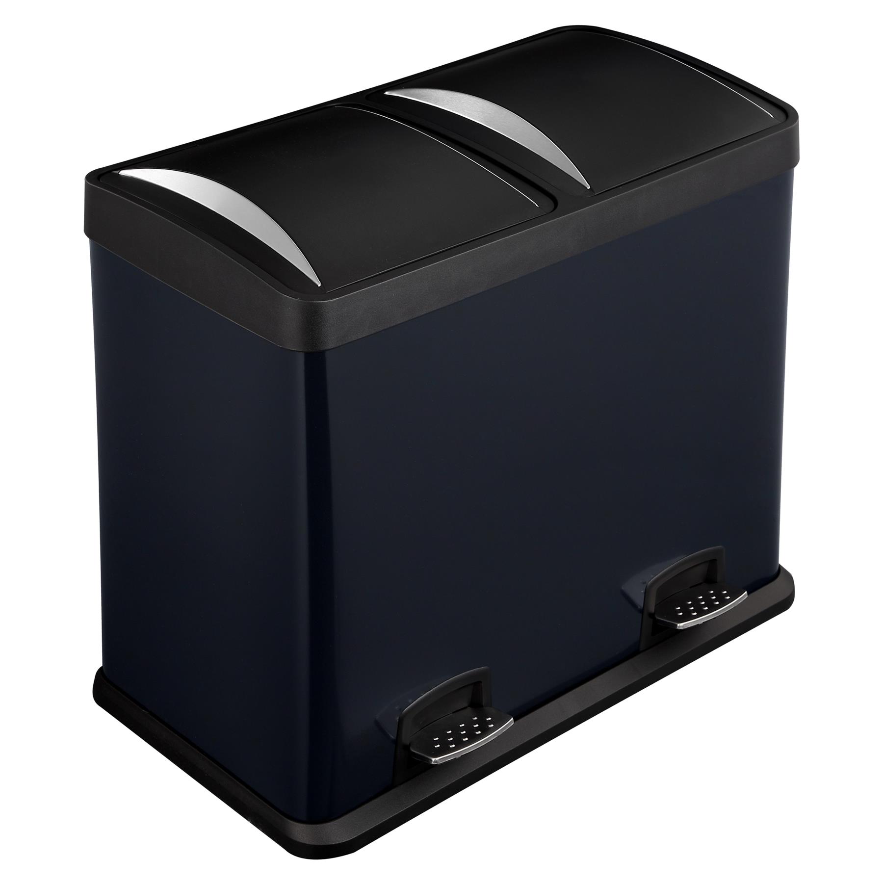 48L Dual Compartment Kitchen Rubbish Bin with Foot Pedal for Waste