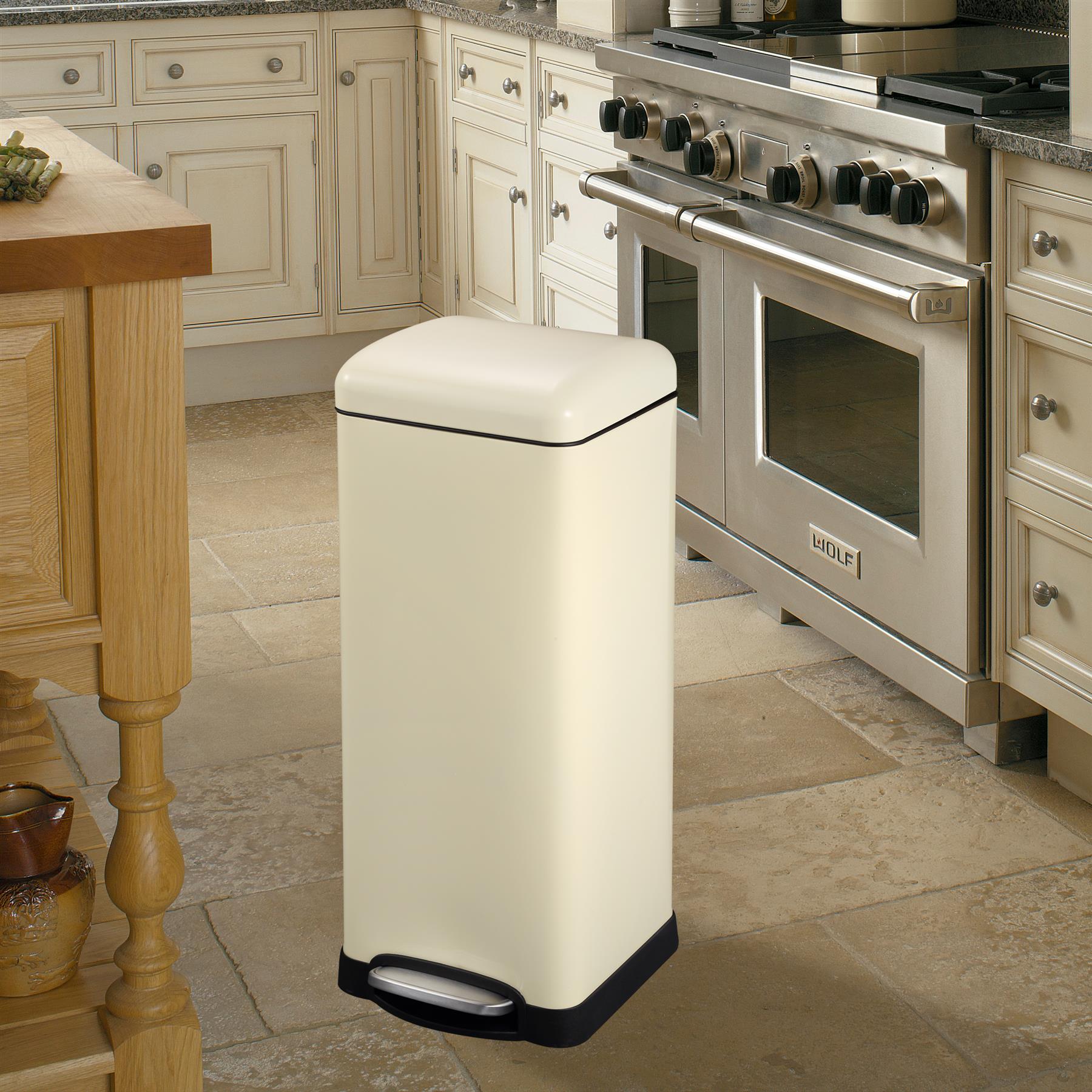 30L Steel Kitchen Rubbish Waste Bin with Foot Pedal and Soft Close Dome